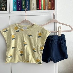 Zara Baby Boy Lot (VGUC) | Sun Shirt + Blue Textured Shorts